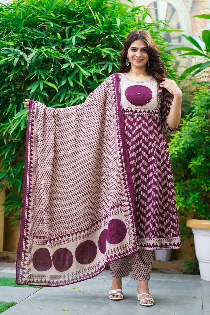 Cotton Ghera Kurti 3 Piece Set Wholesale D.No. 2627