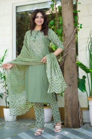 Cotton Bandhej Straight Suit Wholesale D.No. 2574