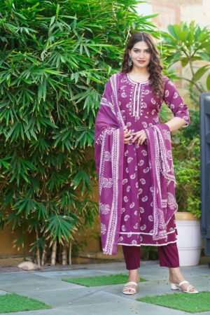Cotton Flared 3 Piece Suit Set Wholesale D.No. 2648