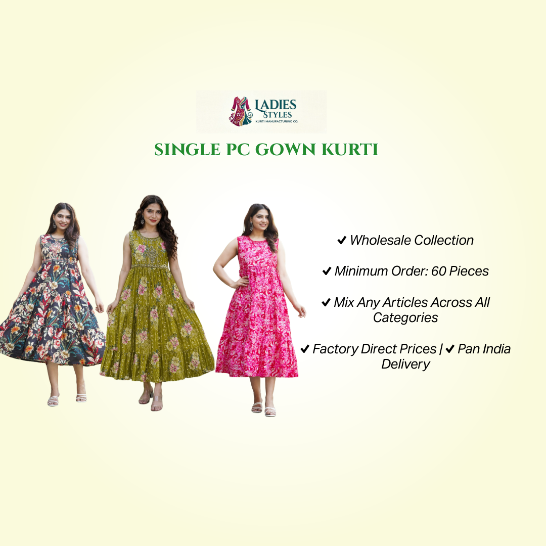 Single PC Gown Kurti Wholesale Collection in Jaipur