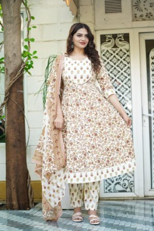 Cotton Ghera Kurti 3 Piece Set Wholesale D.No. 2652